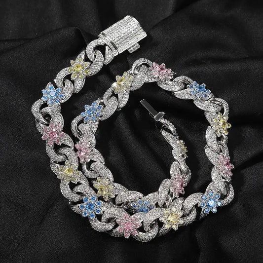 1-100 Niche design flower zircon infinite chain necklace trendy brand versatile high-end hip-hop accessories