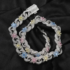 1-100 Niche design flower zircon infinite chain necklace trendy brand versatile high-end hip-hop accessories