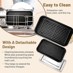 Gril Électrique Coréen BBQ Sans Fumée pour l'Intérieur, Plaque Amovible Antiadhésive, 5 Températures Réglables, Compatible Lave-Vaisselle, 1500W, Appareil de Cuisine
