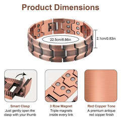 Pure Copper Magnetic Bracelet for Men – 3500 Gauss Magnets, Adjustable & Hypoallergenic. Stylish Wellness Gift for Him, Relieve Fatigue & Boost Energy, is a jewelry magnetic bracelet for daily wear and activities,Father's Day Gift