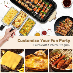 Gril Électrique Coréen BBQ Sans Fumée pour l'Intérieur, Plaque Amovible Antiadhésive, 5 Températures Réglables, Compatible Lave-Vaisselle, 1500W, Appareil de Cuisine