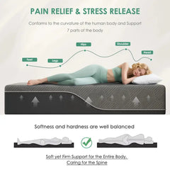 Memory Foam Mattress, 10/12/14 Inch, Twin/Full/Queen/King Size Gel Infused Bed Mattress with CertiPUR-US Certified Foam, Pain Relief & Spine Support, Breathable Knit Cover, Unwind in Style, U8A