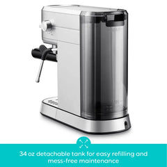 CASABREWS CM5418BC Stainless Steel Espresso Machine - 20 Bar Pressure, Integrated Milk Frother, Pressure Display, Compact, Perfect for Ground Coffee Extraction, Latte Cappuccino Maker