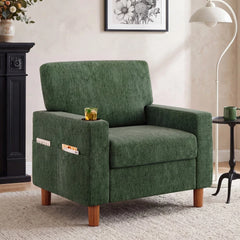 Mid-Century Modern Accent Chair, Upholstered Living Room Armchair, Easy Assembly