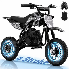 39cc 4-Stroke Off-Road Mini Bike Gas Powered, 20 MPH max Speed, 27 Miles Range, Dual Disc Brakes, EPA Approved Pocket Bike Supports 165 lbs for Teens,Black