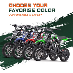 39cc 4-Stroke Off-Road Mini Bike Gas Powered, 20 MPH max Speed, 27 Miles Range, Dual Disc Brakes, EPA Approved Pocket Bike Supports 165 lbs for Teens,Black