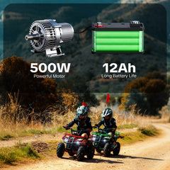 QEASET Electric atv Dirt Quad, 36V 500W Motor, 12-15mph Speed, Twist Grip Acceleration & Hand Operated Disc Brakes,Knobby Air Tires, Multiple Colors, Holiday Gifts