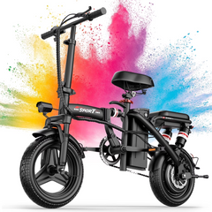 ASKGO 14" Folding Electric Bike for Adults Teens, 749W Peak Motor 48V Battery, Commuter City Ebike, Electric Bicycle with Two Seats UL2849