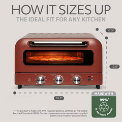 Willow 1800W Electric Pizza Oven, Green - Countertop Pizza Maker, Pizza Stone, Digital Control