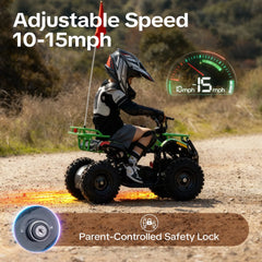 QEASET Electric atv Dirt Quad, 36V 500W Motor, 12-15mph Speed, Twist Grip Acceleration & Hand Operated Disc Brakes,Knobby Air Tires, Multiple Colors, Holiday Gifts