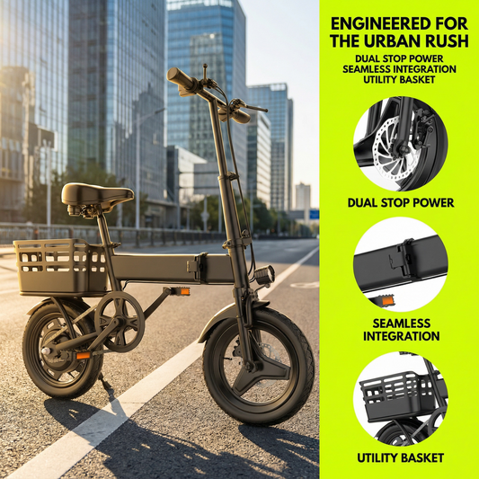 14" Electric Bike for Adults and Teens 14+,500W Motor Folding Ebike,20MPH,18-32Miles Range,Integrated 36V12Ah Battery,E-Mountain Bike,Dual Disc Brakes, Commuting/City,UL 2849