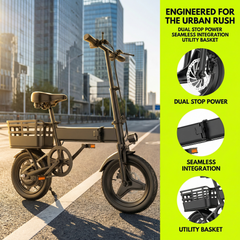 14" Electric Bike for Adults and Teens 14+,500W Motor Folding Ebike,20MPH,18-32Miles Range,Integrated 36V12Ah Battery,E-Mountain Bike,Dual Disc Brakes, Commuting/City,UL 2849