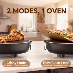 SENSCHEF 12-inch CrustyBake Beginner's Glazed Stone Pizza Oven: Quick 800°F Heating, Easy-Clean, Recipe Book & All Tools Included - Great for First-Time Pizza Makers
