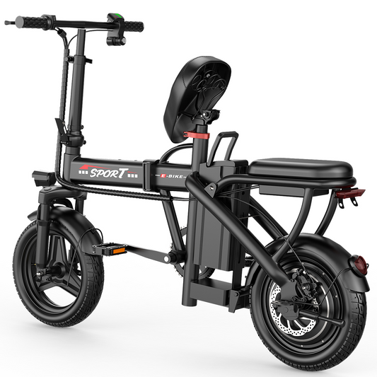 ASKGO 14" Folding Electric Bike for Adults Teens, 749W Peak Motor 48V Battery, Commuter City Ebike, Electric Bicycle with Two Seats UL2849