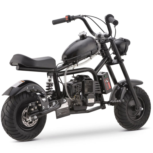 QEASET Gas Mini Chopper Bike, 40 CC 4-Stroke Dirt Bike with Big Headlight, Rear Shock Absorber, Metal Frame, Disc Brakes, Max Load 165Lbs, Up to 20Mph,Black