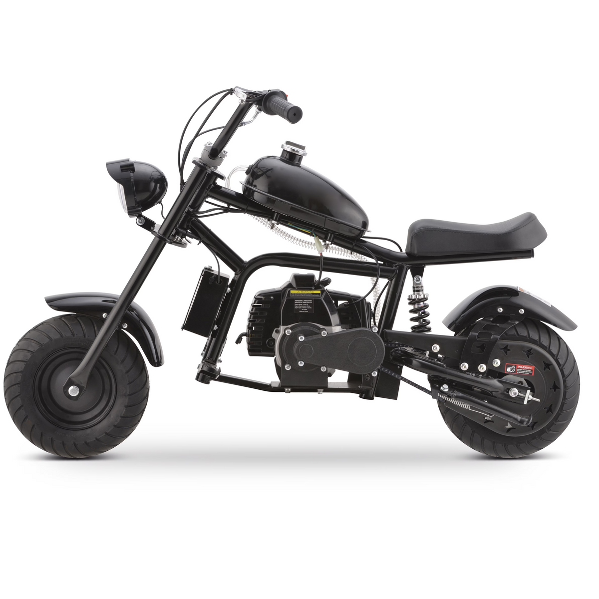 QEASET Gas Mini Chopper Bike, 40 CC 4-Stroke Dirt Bike with Big Headlight, Rear Shock Absorber, Metal Frame, Disc Brakes, Max Load 165Lbs, Up to 20Mph,Black