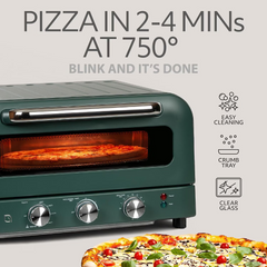 Willow 1800W Electric Pizza Oven, Green - Countertop Pizza Maker, Pizza Stone, Digital Control
