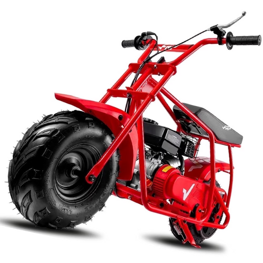 FRP 99cc Gas Powered Mini Dirt Bike, 28MPH Off-Road Motorcycle for Teens and Adults, Dual Disc Brakes, Rear Suspension - RED