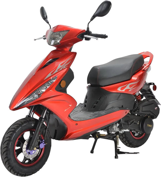 HHH Wave 150cc Fully Automatic Gas Street Scooter Moped for Adults 150cc Street Bike with 10" Aluminum Wheels - Red
