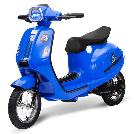 Kicctian 24V 350W Kids Electric Ride-On Moped Scooter, Up to 14MPH with Rear Brake, LED Lights, Twist Grip Throttle, 143 lbs Load Capacity, Ages 8-12 for Boys and Girls,Blue