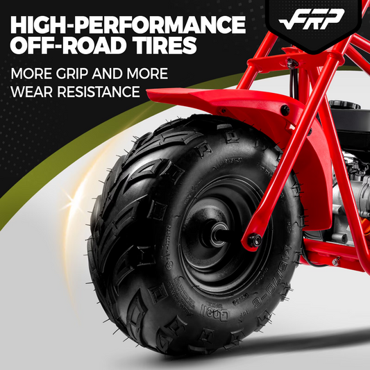 FRP 99cc Gas Powered Mini Dirt Bike, 28MPH Off-Road Motorcycle for Teens and Adults, Dual Disc Brakes, Rear Suspension - RED