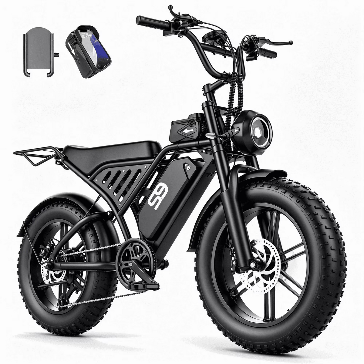PostJoy S9 2500W Electric Bike, 48V20Ah Battery up to 50 Miles 7-Speed , 20-inch Fat Tire Full Suspension, off-Road Dirt Mountain Bike UL2849 Certified