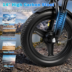 XKJ Electric Bike for Adults, Ebike, Electric Bicycle with 576WH Battery,14" Folding Ebike, 21MPH,20+ Miles(MAX),500W Motor,Multi-Shock Absorption,Commuting Mini E Bikes with Baskets,UL2849