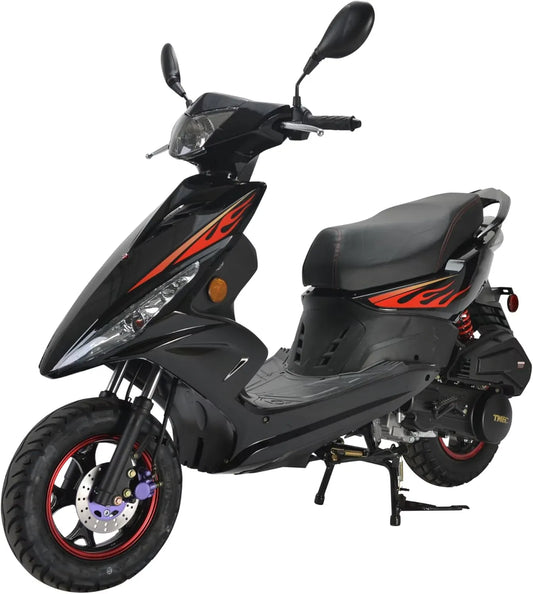 HHH Wave 150cc Fully Automatic Gas Street Scooter Moped for Adults 150cc Street Bike with 10" Aluminum Wheels - Red