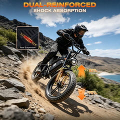 PostJoy S9 2500W Electric Bike, 48V20Ah Battery up to 50 Miles 7-Speed , 20-inch Fat Tire Full Suspension, off-Road Dirt Mountain Bike UL2849 Certified