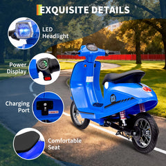 Kicctian 24V 350W Kids Electric Ride-On Moped Scooter, Up to 14MPH with Rear Brake, LED Lights, Twist Grip Throttle, 143 lbs Load Capacity, Ages 8-12 for Boys and Girls,Blue