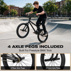Hykolity 20 inch BMX Bike Freestyle Cycling Trick Bicycle with 4 Pegs for Teenage Adults Men Women Beginners Street Stunt Bike V-Brake Silver