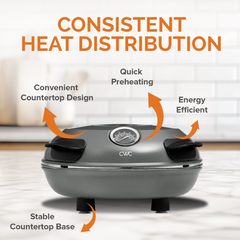 COOK WITH COLOR Pizza Oven, Electric Indoor Pizza Maker, Countertop Pizza Cooker, Black