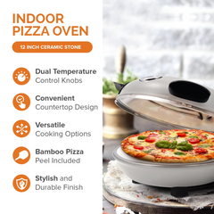 COOK WITH COLOR Pizza Oven, Electric Indoor Pizza Maker, Countertop Pizza Cooker, Black