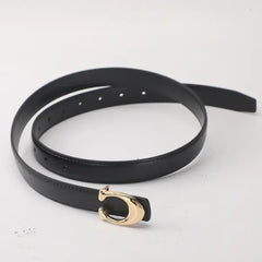 Smooth Buckle Belt PU Leather Women Business Casual