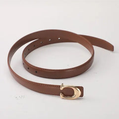 Smooth Buckle Belt PU Leather Women Business Casual