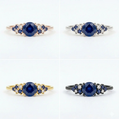The Celestia • Round Blue Sapphire Cluster Ring