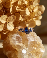 The Celestia • Round Blue Sapphire Cluster Ring