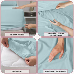 6 Piece Bed Sheet Set 1800 Series Microfiber Comfort Deep Pocket Hotel Bed Sheet