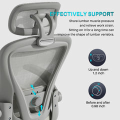 Computer Desk Chair Ergonomic Office Chair with Wheels Flip-Up Armrests Gray