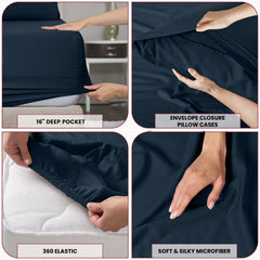 6 Piece Bed Sheet Set 1800 Series Microfiber Comfort Deep Pocket Hotel Bed Sheet