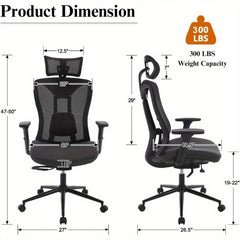 Ergonomic Mesh Office Chair with Adjustable Headrest Lumbar Support Desk Chair