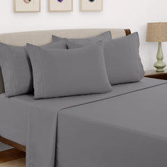 6 Piece Bed Sheet Set 1800 Series Microfiber Comfort Deep Pocket Hotel Bed Sheet