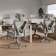Computer Desk Chair Ergonomic Office Chair with Wheels Flip-Up Armrests Gray