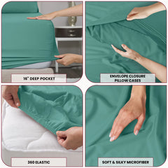 6 Piece Bed Sheet Set 1800 Series Microfiber Comfort Deep Pocket Hotel Bed Sheet