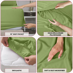 6 Piece Bed Sheet Set 1800 Series Microfiber Comfort Deep Pocket Hotel Bed Sheet