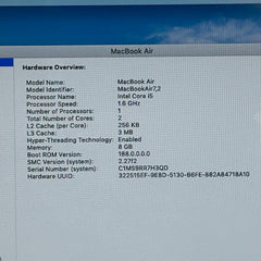 Apple MacBook Air 13-inch A1466 2015 Core i5 8GB RAM 128GB 112 Cycles