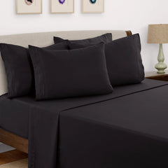 6 Piece Bed Sheet Set 1800 Series Microfiber Comfort Deep Pocket Hotel Bed Sheet