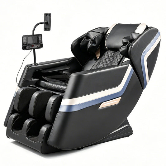 2026 Full Body Massage Chair L Track Zero Gravity Shiatsu Massage Recliner Black