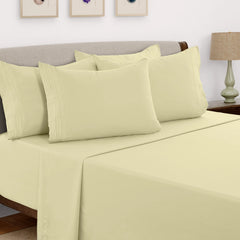 6 Piece Bed Sheet Set 1800 Series Microfiber Comfort Deep Pocket Hotel Bed Sheet