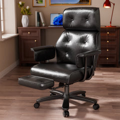 Reclining Office Chair 400lbs Ergonomic PU Leather Computer Desk Chairs White